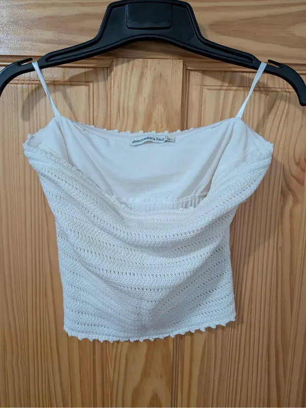 Abercrombie & Fitch Cream Crochet Knit Tube Top Size Small - Image 3