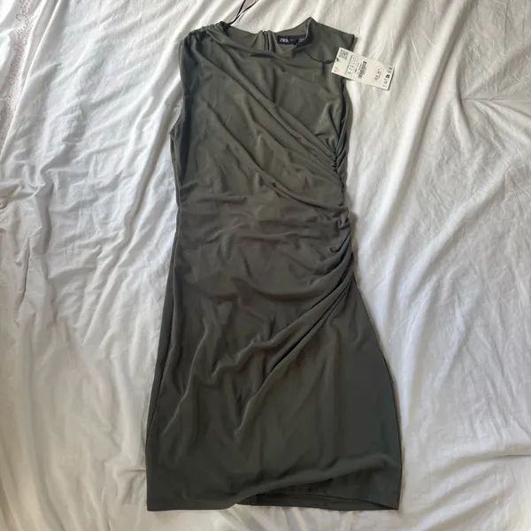 Zara Ruched High-Neck Dress - Image 3
