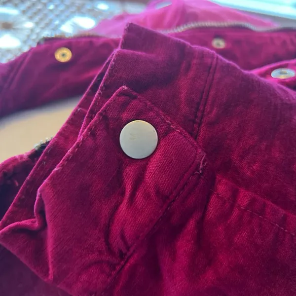 Free People Hot Pink Velvet Trucker Jacket Oversized - Image 4