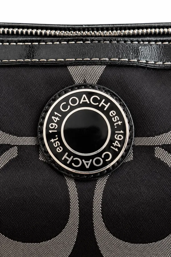 Coach Signature Black & Silver Jacquard Tote Bag – Style F20429 - Image 5