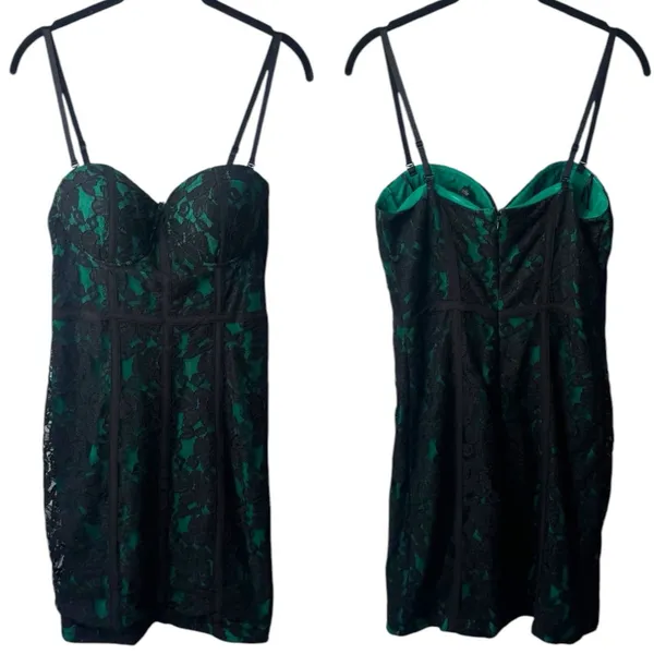 Guess Y2K Inspired Lace Overlay Green Bodycon Dress Party Special Occasion 10 - Image 2