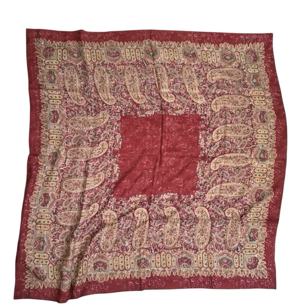 Ralph Lauren Burgundy Gold Silk Large Square Scarf Old Money Quiet Luxury - Image 2