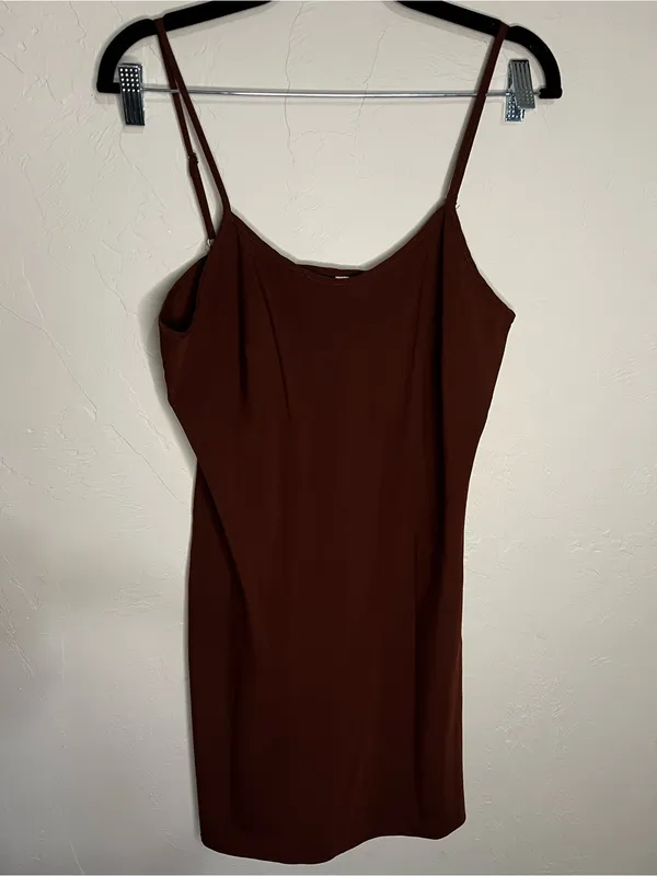 Nanette Lepore Chocolate Brown Slip Sexy Going Out Semi-Sheer Mini Dress - Image 2
