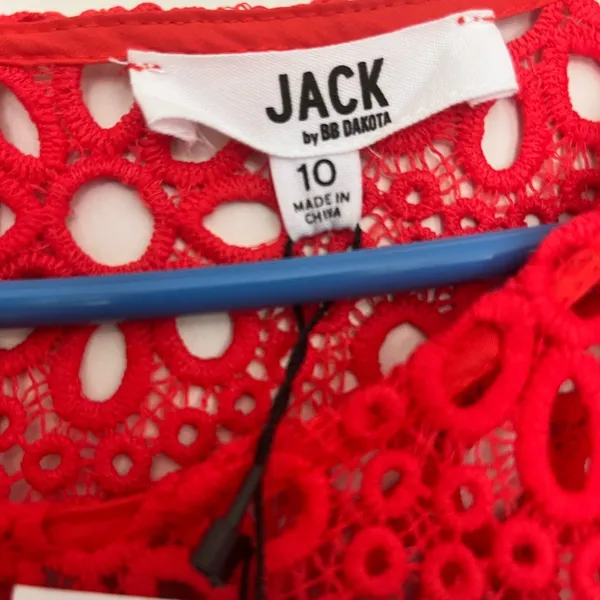 NWT‎ JACK BB Dakota Fit Flare Eyelet Dress Poppy Red Lined Bell Sleeve Size 10 - Image 6