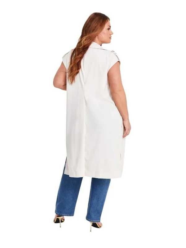 NWT Nina Parker Clasp-Front Duster Vest 323-B178W Winter Oat Off White 3X - Image 4