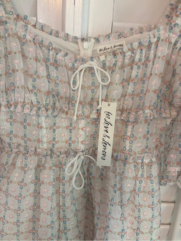 For Love And Lemons Libby White Eyelet Mini Dress Size Medium - Image 4