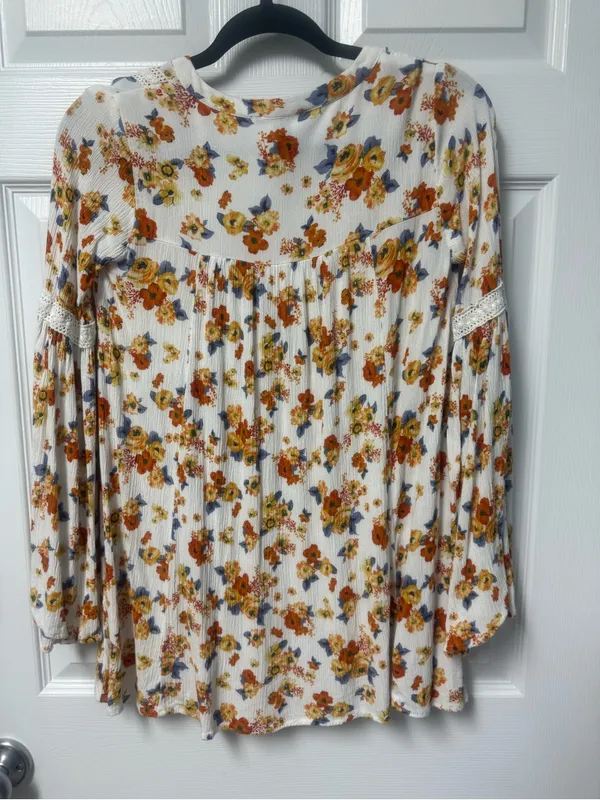 Forever 21 White Floral Lace-Trim Boho Tunic - Image 4
