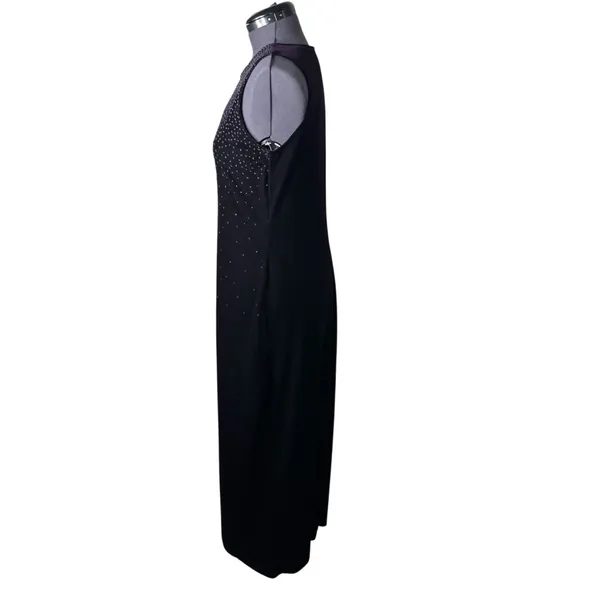 Vintage AGB Dark Purple Beaded Velvet Sleeveless Maxi Dress Whimsigoth Wedding - Image 2