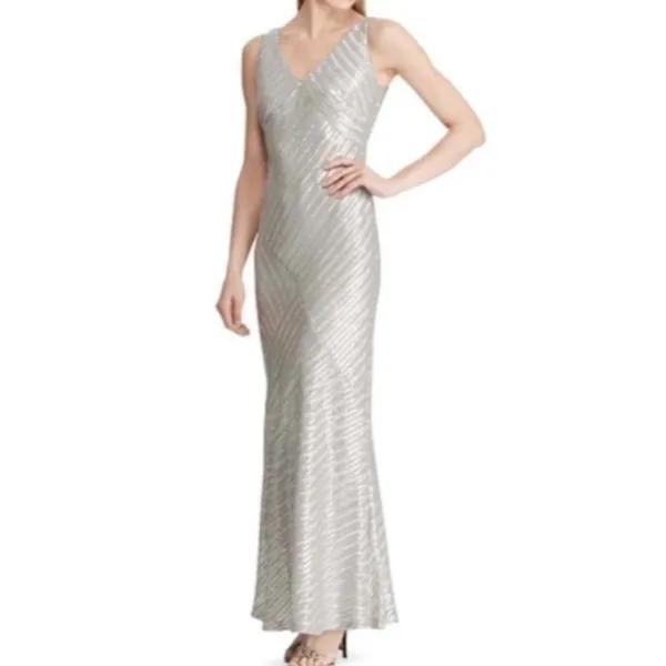 Lauren Ralph Lauren | Gray Pearl Sequin Dress - Image 4