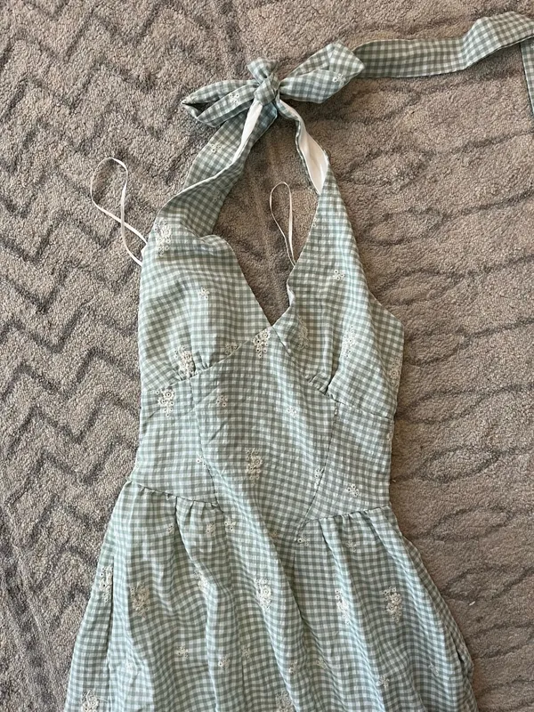 Gingham ZARA Dress Maxi Halter - Image 2