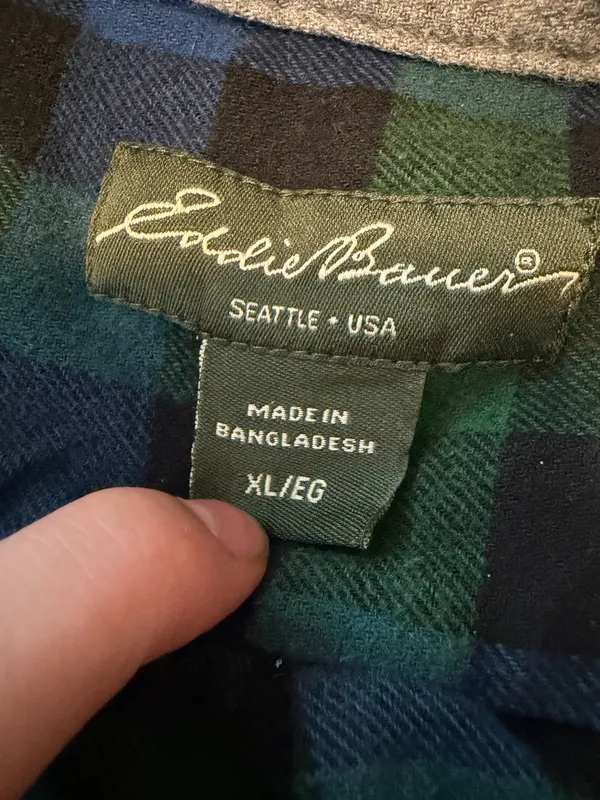 Eddie Bauer blue and green cotton flannel - Image 4