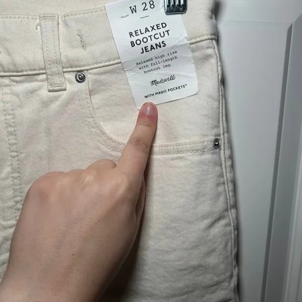 NWT Madewell Relaxed Bootcut Jeans cream women's 28 country western boho summer - Image 4