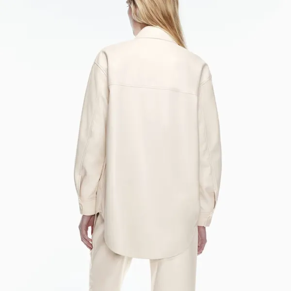 Aritzia Wilfred | Women's 2XS | The Ganna Vegan Leather Shirt Jacket in Birch - Image 4