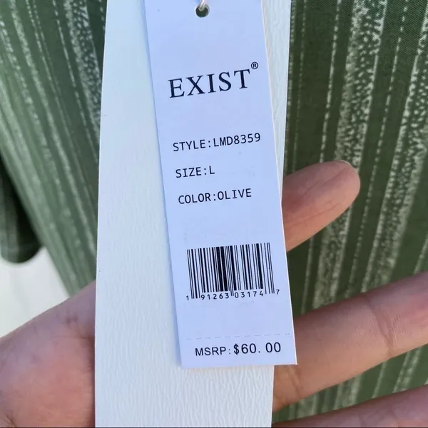 Exist Maxi Dress Large‎ Olive Green Cold Shoulder Striped Knit LMD8359 - Image 8