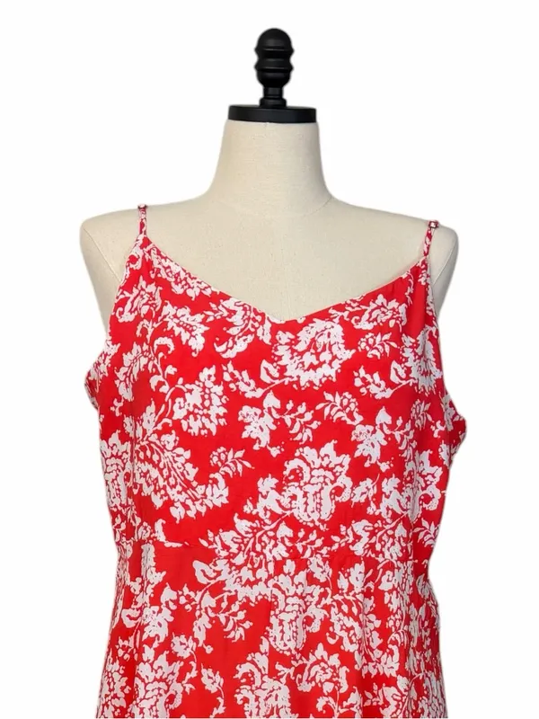 Gap Soft Cami Dress XXL V Neck Smocked Floral Red White NWT Sundress Casual - Image 5