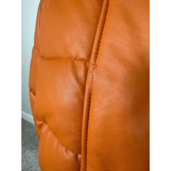 NA-KD Cognac Brown Orange Faux Leather PU Padded Jacket Bomber Puffer Coat 36/S - Image 5