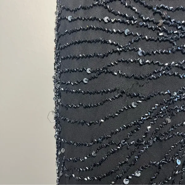 Vintage Scala Black Fully Beaded 100% Silk Whimsigoth Midi Evening Dress Wedding - Image 9
