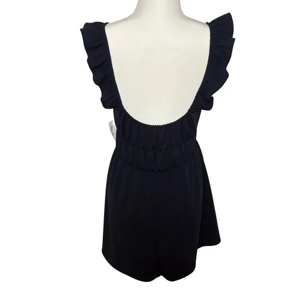 New Altar'd State Navy Blue Mini‎ Dress Babydoll Graduation Ruffle Strap sz XS - Image 4