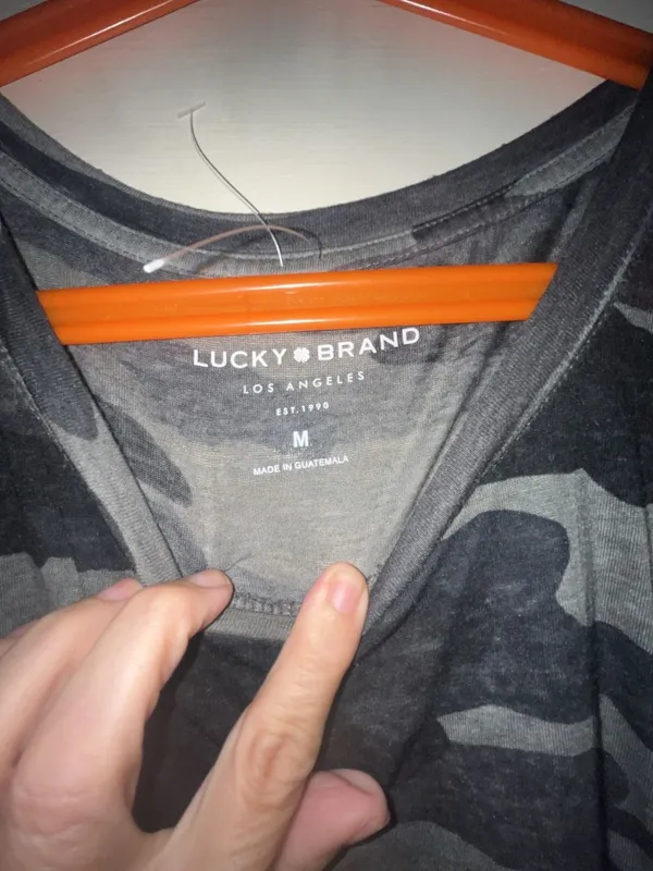 Lucky Brand Gray Camouflage Slub-Knit Short Sleeve T-Shirt - Image 2