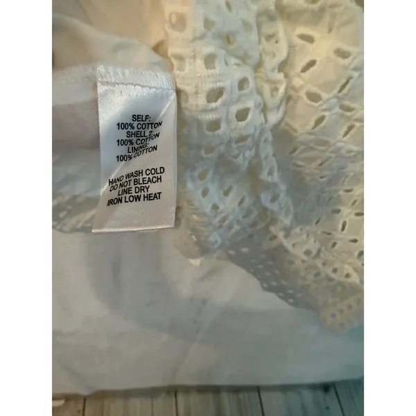 Lulus White Eyelet Cotton Ruffle Mini Dress Sleeveless Fit & Flare‎ Medium - Image 3