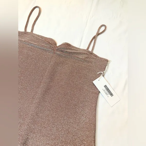 Reformation NWT Kyla Dress - Taupe Sparkle - M - Image 11