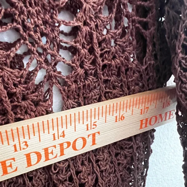 Brown Crochet Knit‎ Short Sleeve Peplum Top Sz Small Boho Vacation Y2K Beach - Image 3