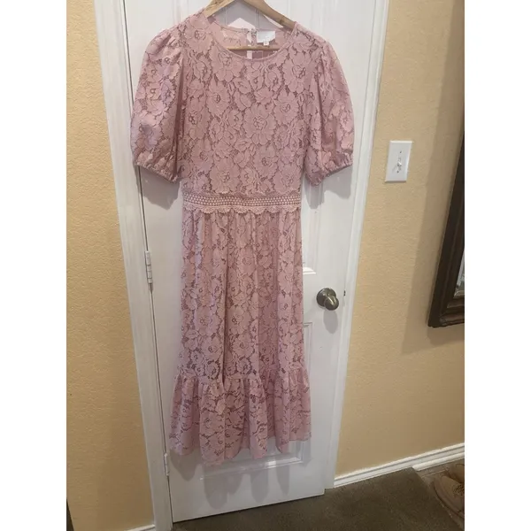 Fleur de Lis Lace Midi Dress BY SUGARLIPS MAUVE COLOR SIZE M - Image 16