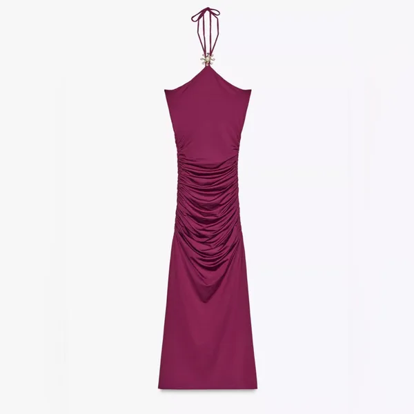 NWT ZARA HALTER SUN POLYAMIDE DRESS SIZE M - Image 9