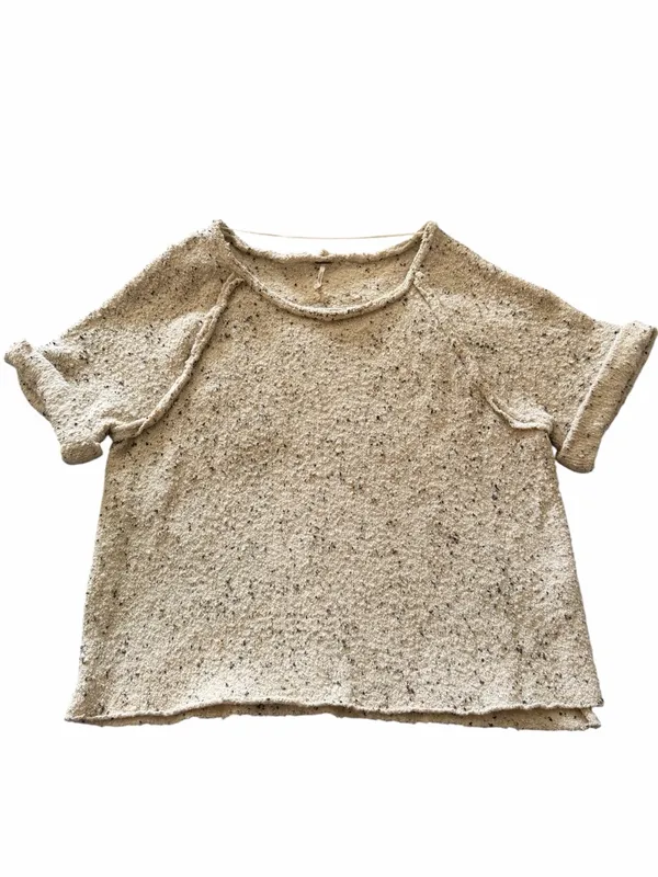 Free People Marsala Tweed Nun Wool Oversized Short Sleeved Sweater size Medium - Image 5