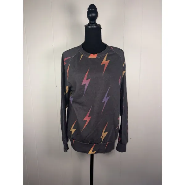 aviator nation lightning bolt sweatshirt all over print crew neck medium - Image 2
