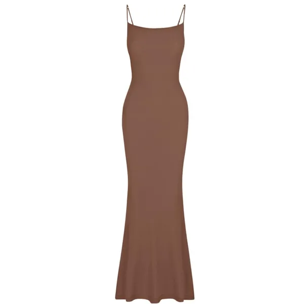 NWT REORIA Ribbed Bodycon‎ Maxi Dress Brown Sleeveless Lounge Slip Dress XS - Image 4