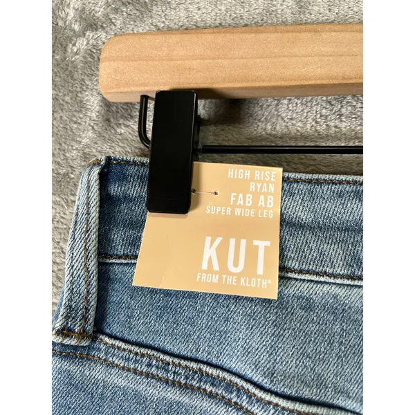 KUT From The Kloth High‎ Rise Ryan Fab Ab Super Wide Leg Jeans Light Wash 2 New - Image 8