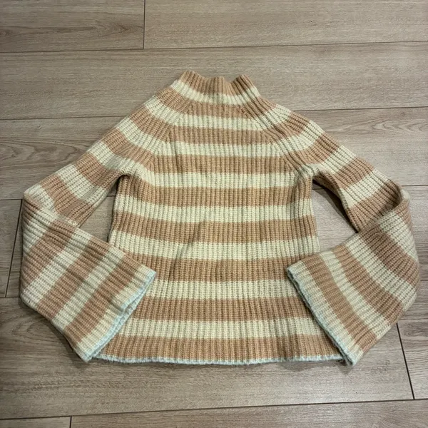 Maeve x Anthropologie Mock Neck Striped Sweater Bell Sleeve Size XS - Image 8