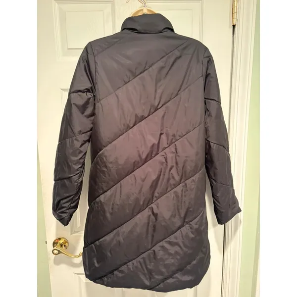 United Colors of Benetton Black Down Puffer Coat‎ Y2K Gorpcore Long Jacket L - Image 3