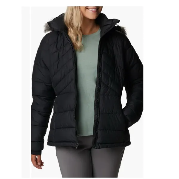 Columbia Stepstone Pass Water Resistant Puffer Jacket Faux Fur Trim hood black M - Image 3