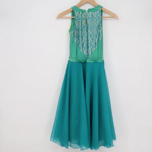Revolution Dancewear Turquoise Green Lyrical Dance Costume Dress Rhinestone - Image 5