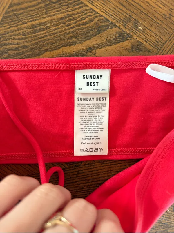 Red Bandeau Tie-Front Bikini Top Sundays Best xs - Image 2