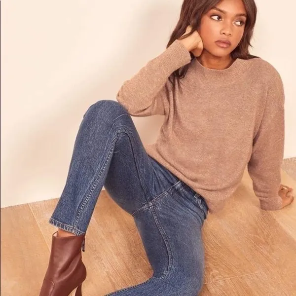 Reformation Sweater Elle Ribbed‎ Marled Mock-Neck Yak Winter Toffee XS GUC - Image 7