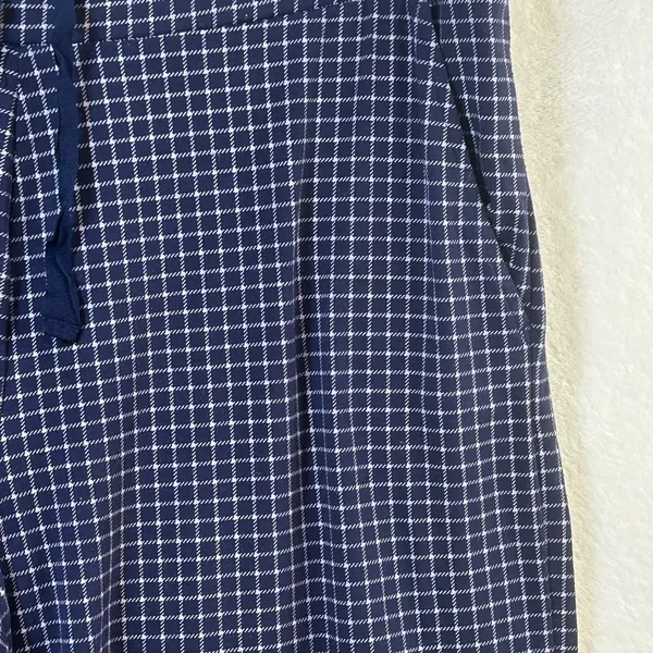 Lands End Womens Navy Blue White‎ Grid Cropped Pajama Pants Large 14-16 Pockets - Image 4