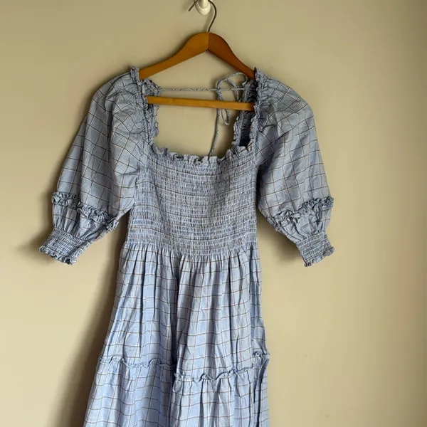 Hill House Nesli Dress in Diana blue check XS - Image 4