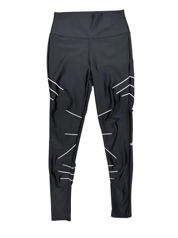 ALO Yoga High-Waisted Sequence Glow in the Dark Leggings Black Large Workout Gym - Image 4