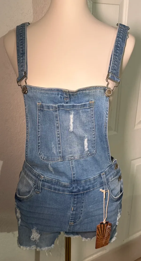I&M Jeans Light Blue Denim Mid-Rise Overalls - Image 2