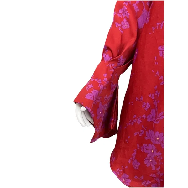 Free‎ People Aries Open Back Floral Long Sleeve Mini Dress Red XS - Image 8