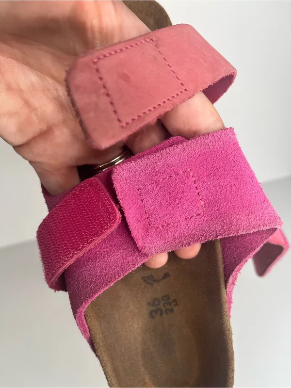 Birkenstock Uji Nubuck Suede Fuschia Tulip Womens Size 36 Slide Sandals Pink - Image 8