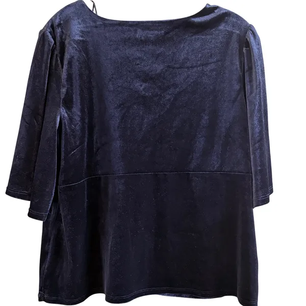 Knox Rose XL Black Velour V-Neck Flutter Sleeve‎ Empire Waist Top Blouse - Image 6