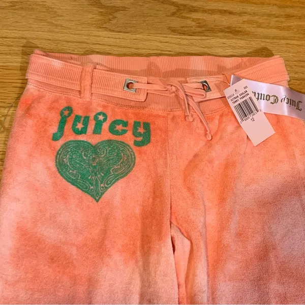 Juicy Couture Gela Pam Velour Citrus Cooler Terry Fashion Pants Coral Women's 12 - Image 4