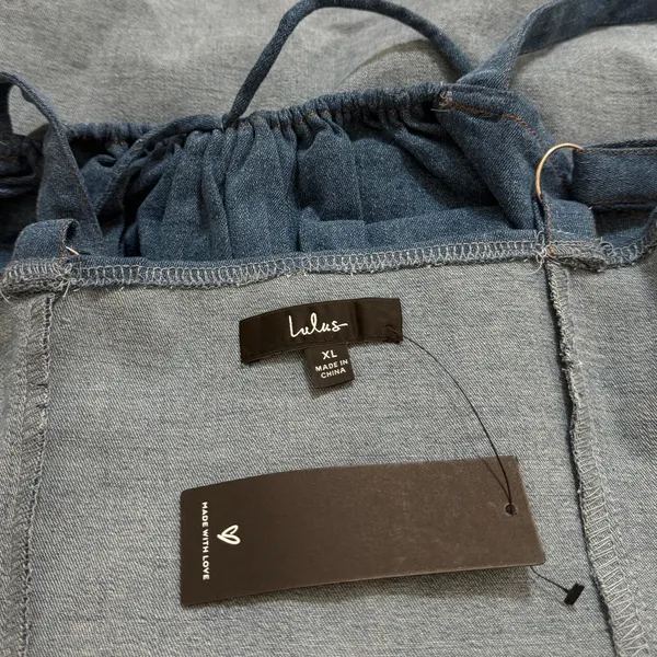 Lulus Considered Charisma Blue Chambray Bustier Mini Dress size XL NWT - Image 4