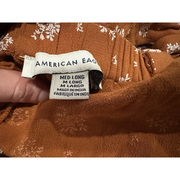 American Eagle Orange Floral Jumpsuit Medium Long - Image 5