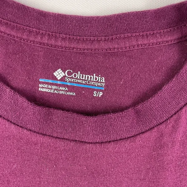 Columbia Crop Top Womens Small Cotton T Shirt Purple Graphic Short Sleeve Ladies - Image 3
