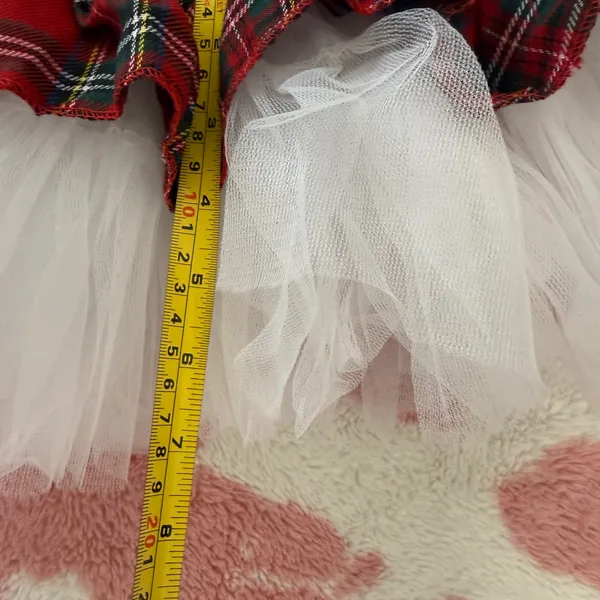 🩰✨ Red Tartan Tulle Ruffle Skirt / Pet Tutu – Festive Cottagecore Fairycore Vibes ✨🩰 - Image 3